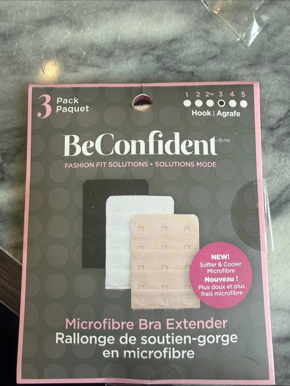 BeConfident 3-Hook Bra Extender 3-Pack - Black, White, Nude